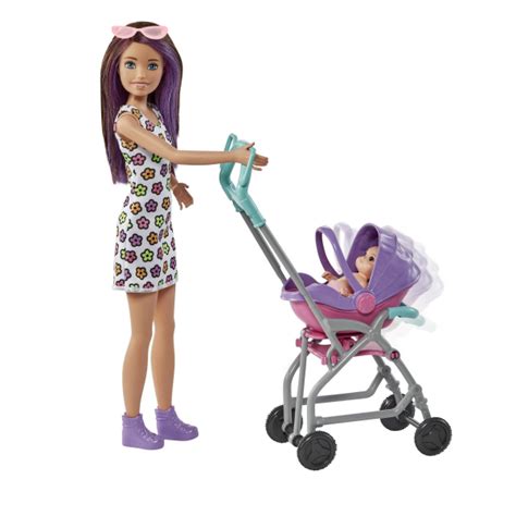 Beispiel eines Barbie-Spielsets mit Kinderwagen, das fantasievolle Rollenspiele fördert