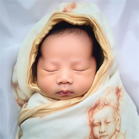 Illustration eines Neugeborenen, das friedlich in einem Babynestchen schläft