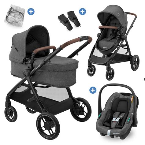 Detailaufnahme der All-Terrain-Räder und der Allradfederung des Maxi-Cosi Zelia S Trio.