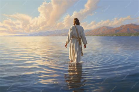 Darstellung von Jesus, der über das Wasser geht, um seine göttliche Macht zu zeigen.