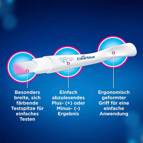Nahaufnahme der Testspitze eines Clearblue Schwangerschaftstests, die sich rosa färbt