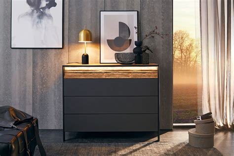 Eine stilvoll dekorierte Kommode, die als Akzentstück in einem Wohnzimmer dient