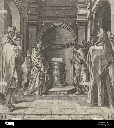 Darstellung des Engels Gabriel, der Zacharias die Geburt Johannes des Täufers verkündet.
