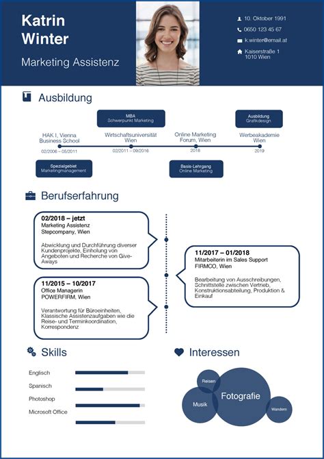 Beispiel einer übersichtlichen Lebenslauf-Vorlage