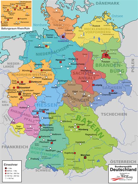 Eine Karte von Deutschland mit Markierungen für verschiedene Waldspielgruppen.