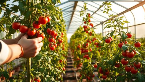 Schema der optimalen Bedingungen für die Tomatenbestäubung im Gewächshaus