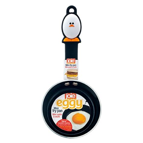 Detailaufnahme des hitzebeständigen Bakelitgriffs der Joie Eggy Mini-Pfanne.