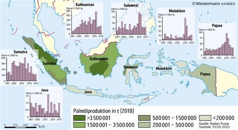 Karte der Regenwaldzerstörung durch Palmölplantagen in Indonesien und Malaysia