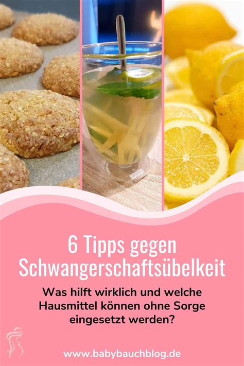 Collage verschiedener natürlicher Heilmittel gegen Schwangerschaftsübelkeit