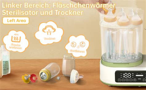 Illustration eines Mikrowellen-Sterilisators mit Babyflaschen.