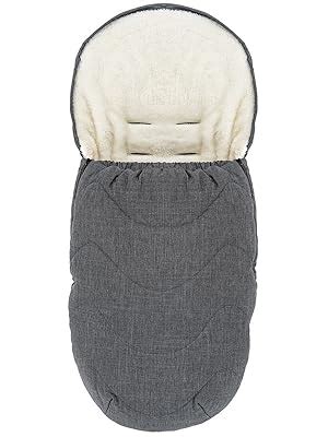 Detailaufnahme eines Kinderwagen Fußsacks mit kuscheligem Innenfutter und Reißverschluss