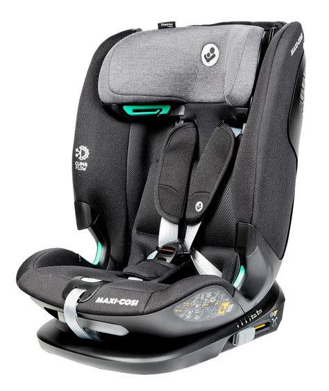 Der Maxi-Cosi Titan Pro² i-Size im Auto, mit Fokus auf die i-Size-Konformität und die integrierten Sicherheitssysteme.