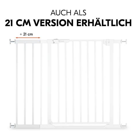 Schema, das verschiedene Kombinationsmöglichkeiten der Hauck 9 cm Verlängerung mit Hauck Schutzgittern zur Erzielung unterschiedlicher Breiten zeigt.