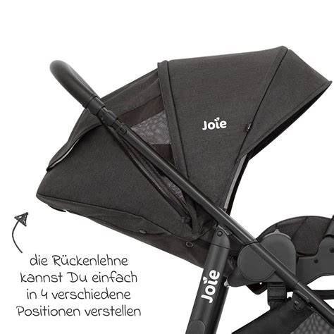 Illustration eines Joie Babyschalen-Systems auf einem Kinderwagengestell
