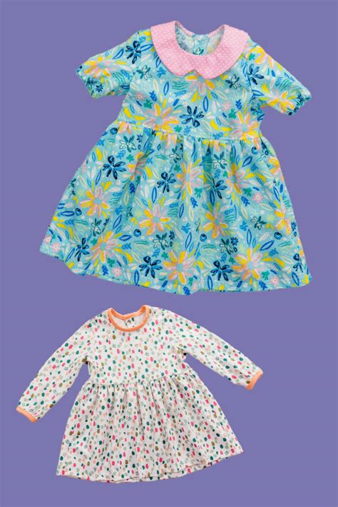 Beispiel eines genähten Babykleides PUTRI mit optionalem Bubikragen.