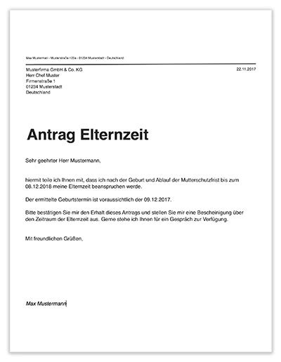 Schema zur Vereinfachung der Elternzeitbeantragung durch Textform