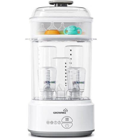 Elektrischer Dampfsterilisator mit Babyflaschen und Zubehör im Inneren.