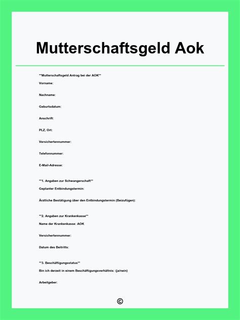 Screenshot des Online-Antragsportals der AOK für Mutterschaftsgeld