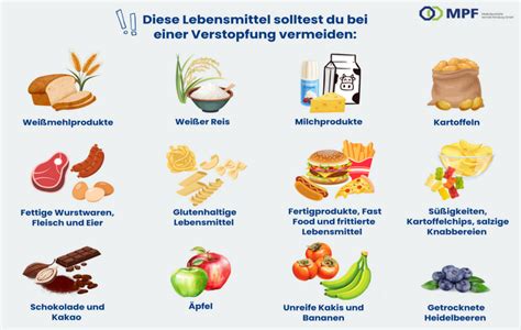 Illustration verschiedener Lebensmittel, die bei Verstopfung helfen (Pflaumen, Leinsamen, Vollkorn)