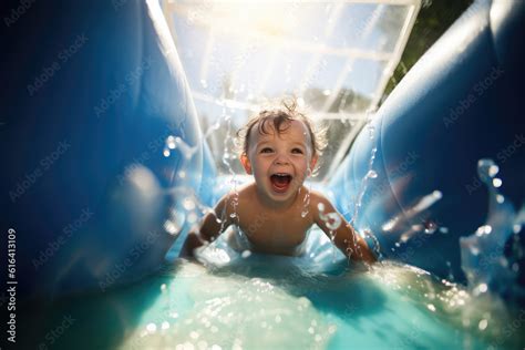 Ein Baby planscht fröhlich im Wasser unter Aufsicht eines Erwachsenen