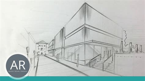 Architektonische Skizze des neuen Gemeinschaftsgebäudes der Erlacher Höhe