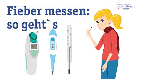Illustration eines Kindes, dem Fieber gemessen wird, mit Fokus auf verschiedenen Thermometerarten