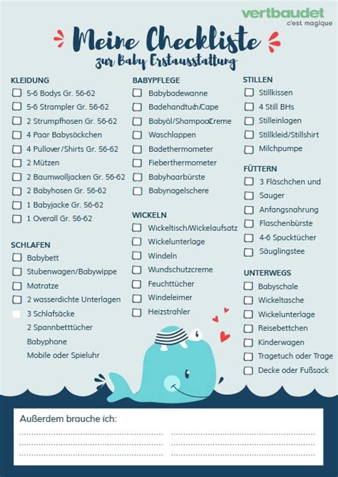 Eine übersichtliche Checkliste zur Baby-Erstausstattung.