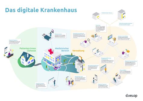 Infografik, die die verschiedenen medizinischen Abteilungen und Spezialisierungen des Krankenhauses Havelhöhe darstellt