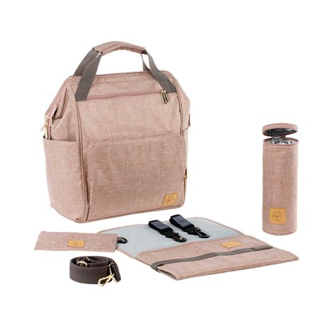 Beispiele für verschiedene Farbvarianten des LÄSSIG Glam Goldie Wickelrucksacks in neutralen Tönen