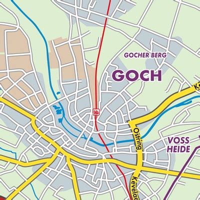 Karte von Goch mit Markierung des Praxisstandorts in der Voßstraße