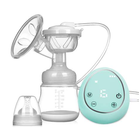 Elektrische Milchpumpe mit abgepumpter Muttermilch in Fläschchen