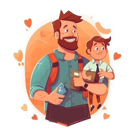 Illustration eines Vaters, der ein Baby hält und ein Buch liest