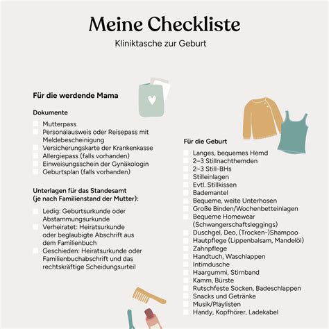 Grafische Darstellung der wichtigsten Dokumente für die Kliniktasche