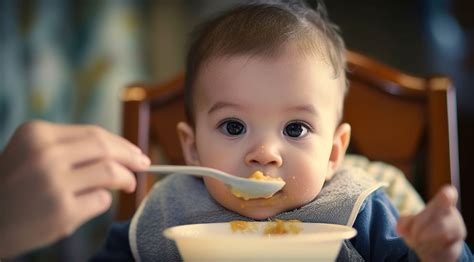 Baby mit stückiger Nahrung
