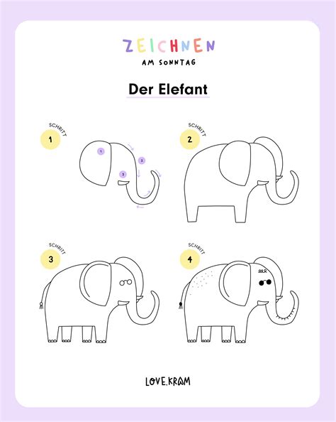 Schritt-für-Schritt-Anleitung zum Zeichnen eines Elefanten
