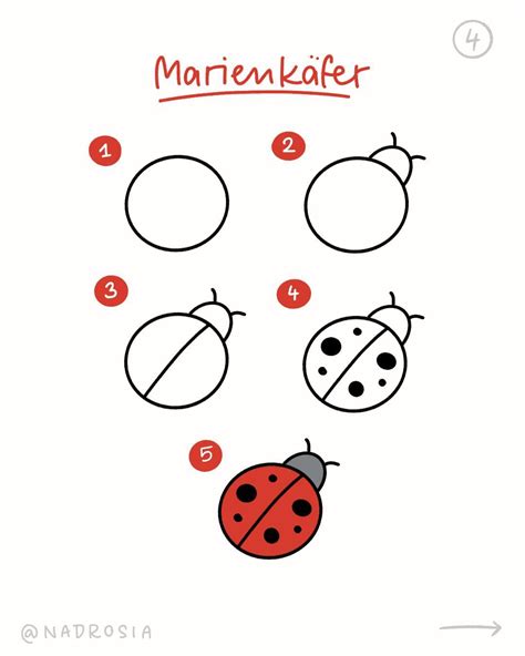 Schritt-für-Schritt-Anleitung zum Zeichnen eines Marienkäfers
