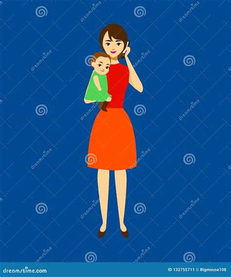 Karikatur einer Mutter mit Baby im Parlament