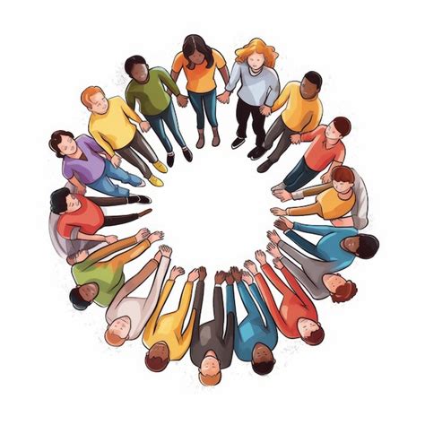 Ein Kreis von Menschen, die sich an den Händen halten, symbolisiert Gemeinschaft und Unterstützung.