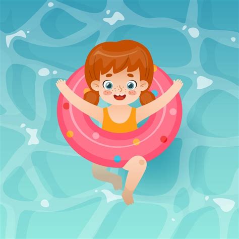 Illustration eines Babys, das in einem bunten Schwimmring im Wasser sitzt