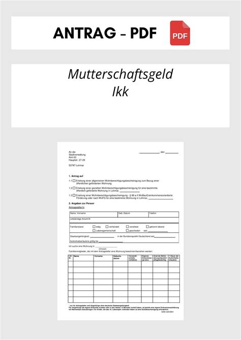 Formular für den Antrag auf Mutterschaftsgeld