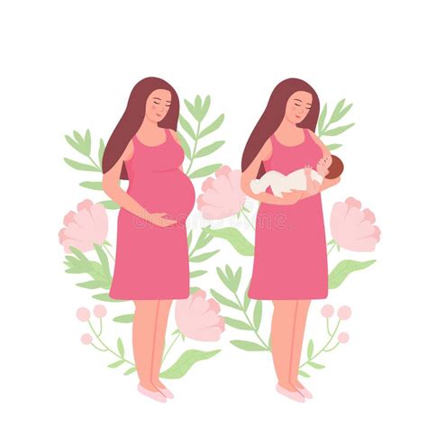 Illustration einer schwangeren Frau und eines Neugeborenen