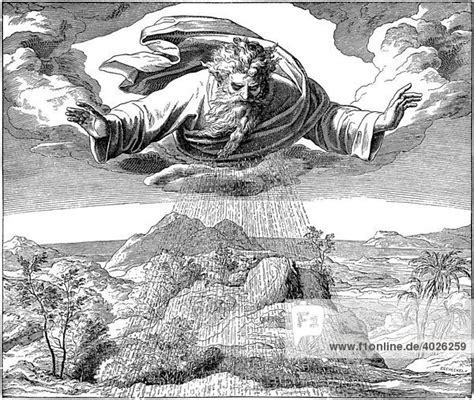 Illustration von Gott, der die Welt erschafft, basierend auf biblischen Darstellungen.