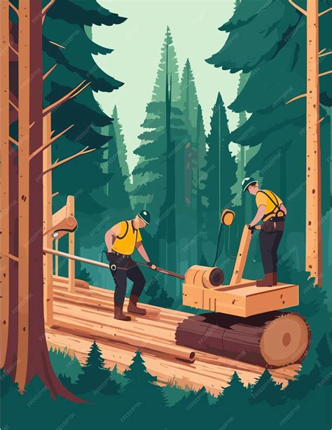 Illustration von indigenen Holzfällern bei der Arbeit