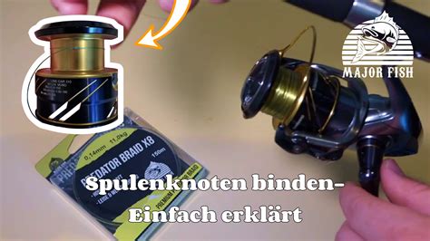 Illustration des Arbor-Knotens zur Befestigung der Angelschnur an der Spule