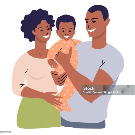 Illustration einer glücklichen Familie mit einem Neugeborenen