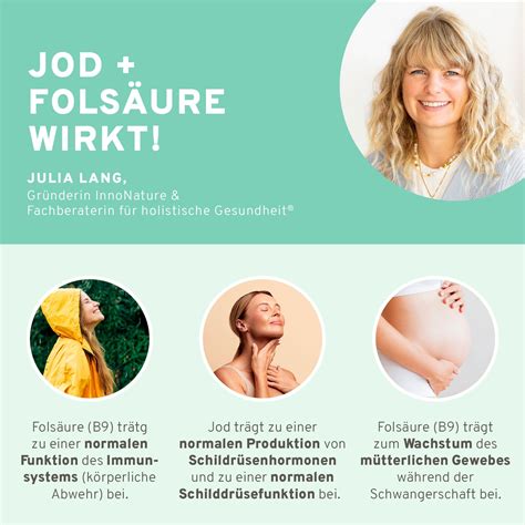 Infografik: Empfohlene Tagesdosis von Folsäure und Jod für Schwangere