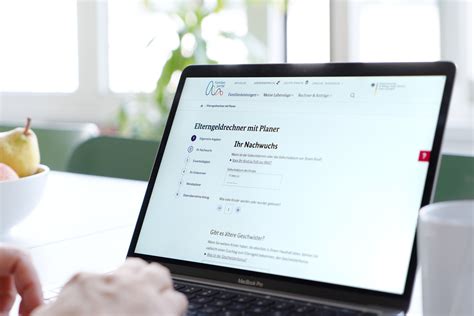 Screenshot des Elterngeldrechners des BMFSFJ