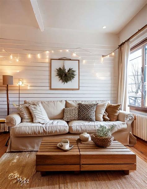 Gemütliches Wohnzimmer mit Sofa und Couchtisch