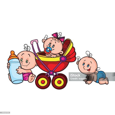 Illustration eines Babys, das warm in einem Kinderwagen-Fußsack sitzt