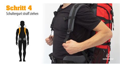 Infografik zur korrekten Einstellung der Schultergurte und des Brustgurts